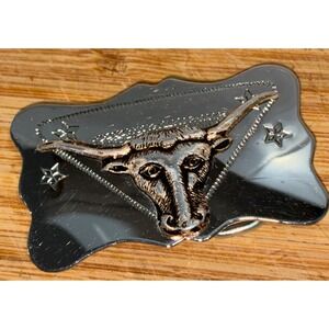 Western Texas Longhorn Cow/ Bull Head With Stars Belt Buckle for 1.25" Belt
